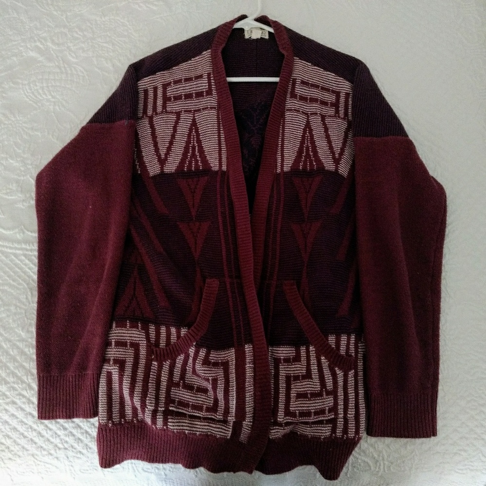 La Hearts Oversized Geometric Cardigan